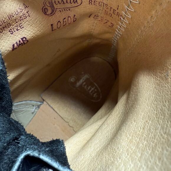 JUSTIN Boot Women's 6.5 Lace Up Roper Kiltie Boot Black Steampunk Cowgirl Combat - Picture 9 of 14